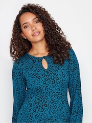 M&Co Blue Petite 3/4 Long Sleeve Dress - Image 4 of 5