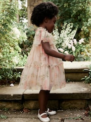 Cream Floral Tiered Mesh Dress (3mths-7yrs) - Image 2 of 7