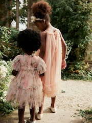 Cream Floral Tiered Mesh Dress (3mths-7yrs) - Image 3 of 7