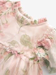 Cream Floral Tiered Mesh Dress (3mths-7yrs) - Image 7 of 7