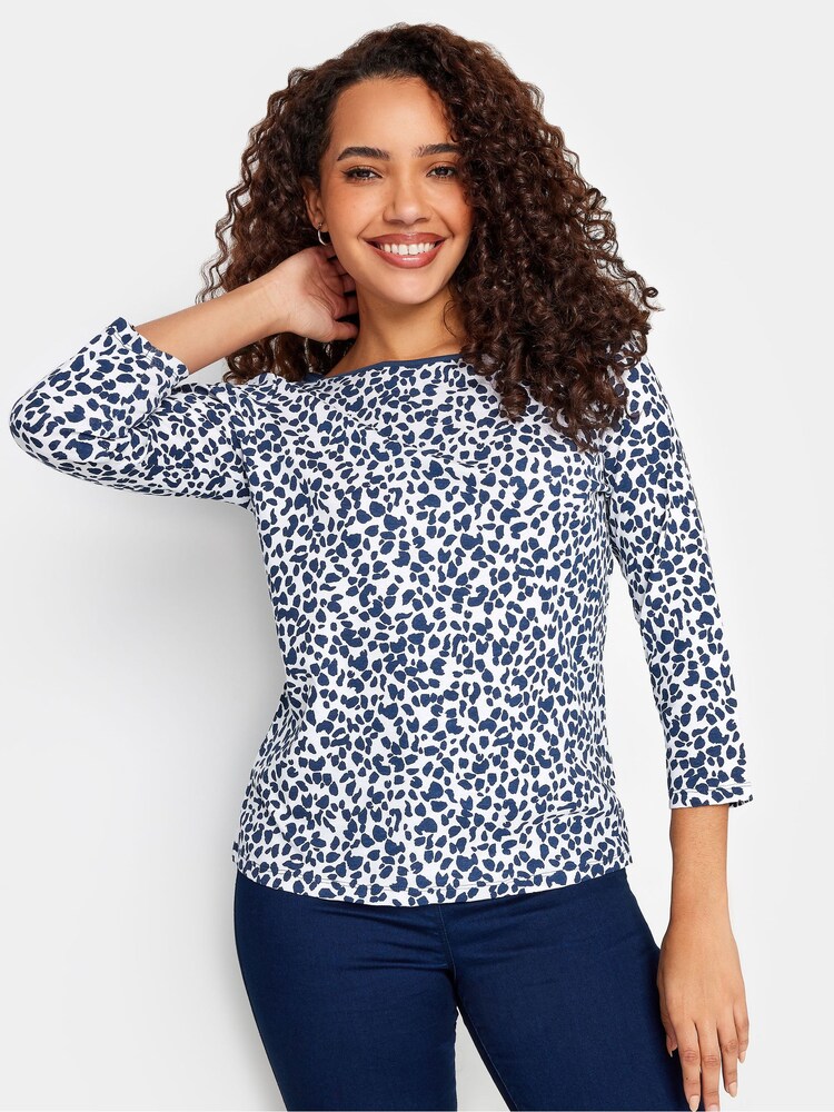 M&Co Blue 100% Cotton Long Sleeve Slash Neck Top 3 Pack - Image 2 of 4