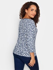 M&Co Blue 100% Cotton Long Sleeve Slash Neck Top 3 Pack - Image 3 of 4