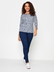 M&Co Blue 100% Cotton Long Sleeve Slash Neck Top 3 Pack - Image 4 of 4