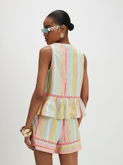 River Island Sleeveless Embroidered Stripe Cutwork Top - 圖片 4/4