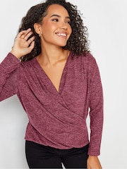 Pink Marron - M&Co langärmliger Wickelpullover - Bild 4 von 4