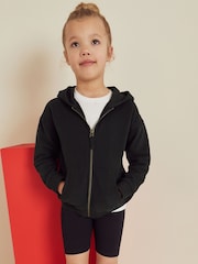 Black Cotton Rich Zip Through Sports Hoodie (3-16yrs) - Image 1 of 8