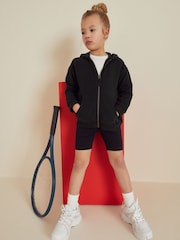 Black Cotton Rich Zip Through Sports Hoodie (3-16yrs) - Image 2 of 8