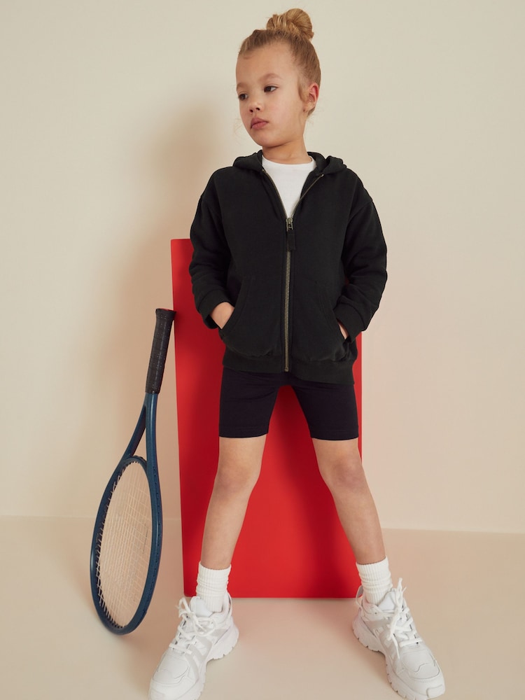 Black Cotton Rich Zip Through Sports Hoodie (3-16yrs) - Image 2 of 8