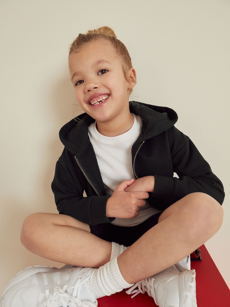 Black Cotton Rich Zip Through Sports Hoodie (3-16yrs) - Image 3 of 8