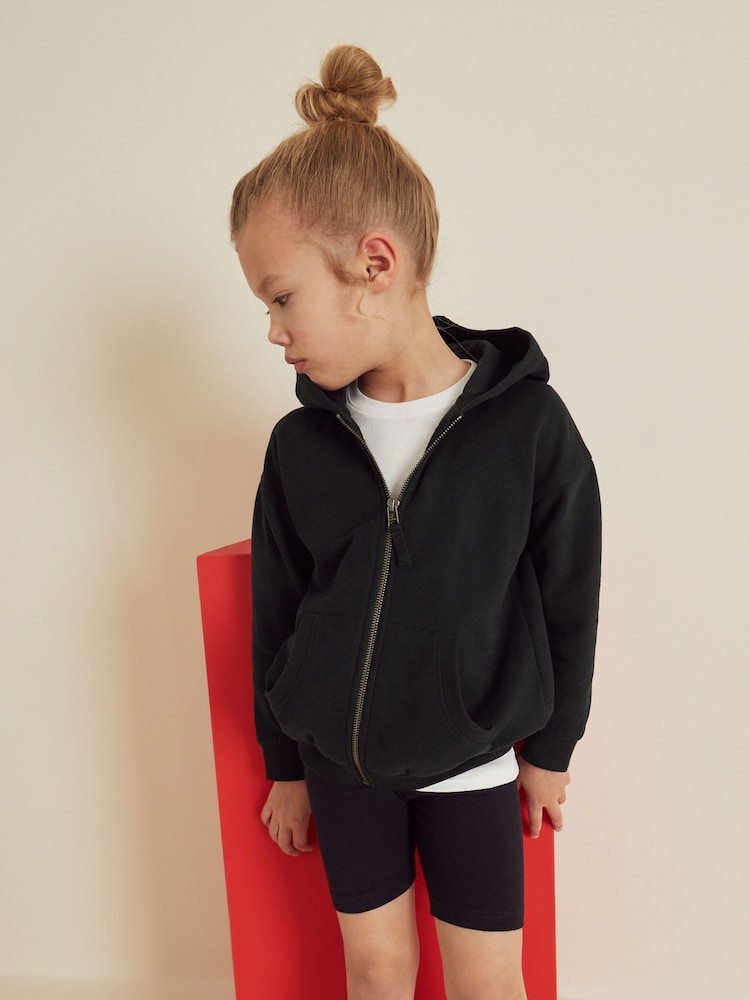 Black Cotton Rich Zip Through Sports Hoodie (3-16yrs) - Image 4 of 8