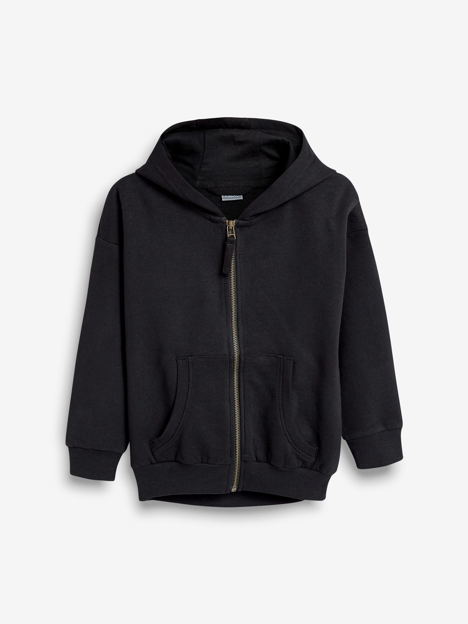 Buy Black Cotton Rich Zip Through Sports Hoodie (3-16yrs