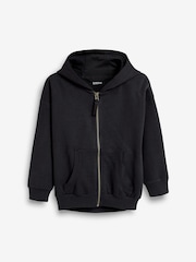 Black Cotton Rich Zip Through Sports Hoodie (3-16yrs) - Image 5 of 8