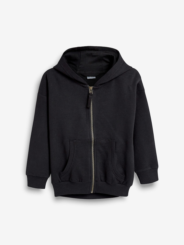 Black Cotton Rich Zip Through Sports Hoodie (3-16yrs) - Image 5 of 8