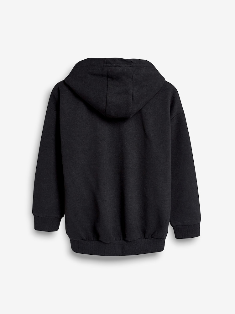 Black Cotton Rich Zip Through Sports Hoodie (3-16yrs) - Image 6 of 8