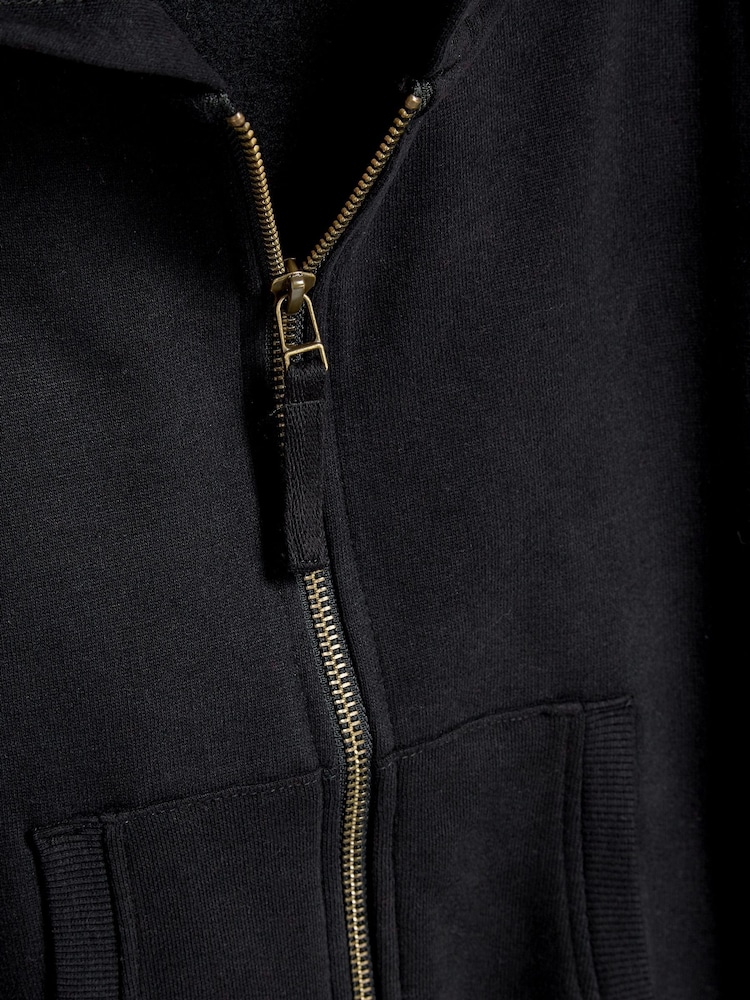 Black Cotton Rich Zip Through Sports Hoodie (3-16yrs) - Image 7 of 8