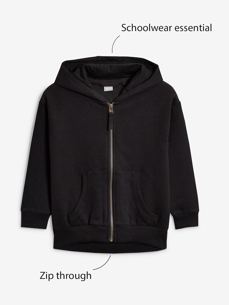 Black Cotton Rich Zip Through Sports Hoodie (3-16yrs) - Image 8 of 8