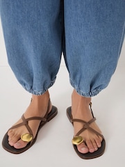 Hush Brown Yara Metal Detail Toe Sandal - Image 3 of 7