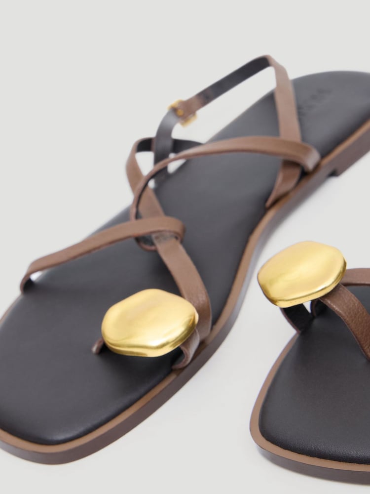 Hush Brown Yara Metal Detail Toe Sandal - Image 7 of 7