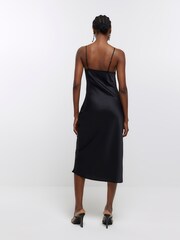 River Island Dark Black Lace Cowl Neck Slip Dress - Image 2 of 6