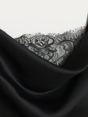 River Island Dark Black Lace Cowl Neck Slip Dress - Image 6 of 6