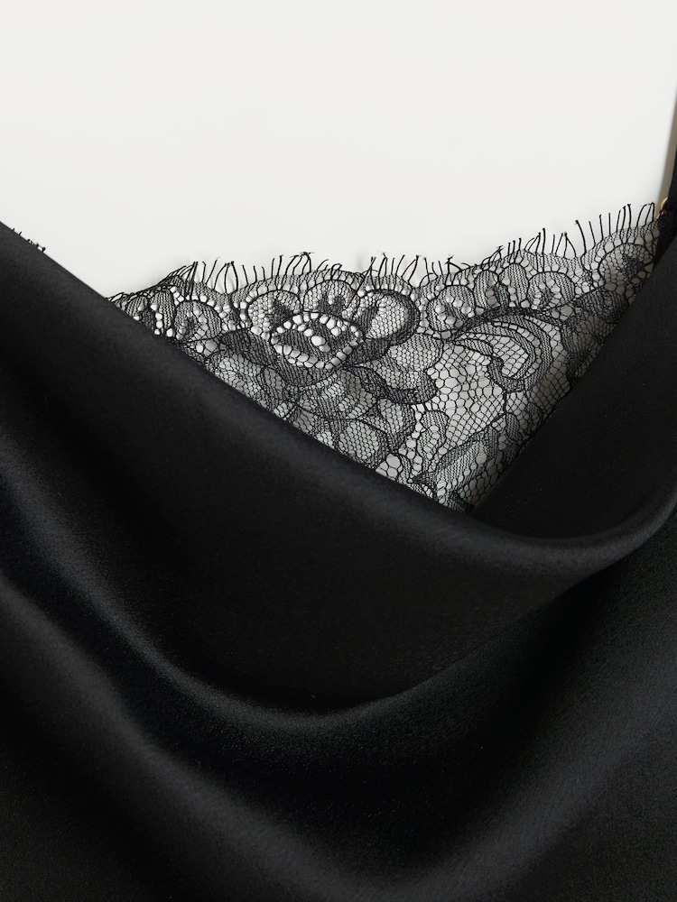 River Island Dark Black Lace Cowl Neck Slip Dress - Image 6 of 6