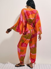 River Island Pink Leaf Print Balloon Leg Trousers - Image 3 of 4