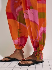 River Island Pink Leaf Print Balloon Leg Trousers - Image 4 of 4