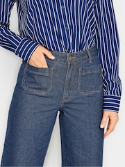 Long Tall Sally Indigo Blue Pocket Detail Wide Leg 100% Cotton Jeans - Image 4 of 4