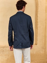 Navy Blue Slim Fit Garment Dye Blazer - Image 3 of 11