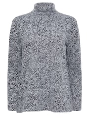 Grau - M&Co Petite Leopard Print Roll Neck Jumper - Bild 5 von 5