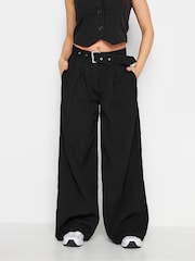 PixieGirl Petite Black Wide Leg Belted Trousers - Image 2 of 5