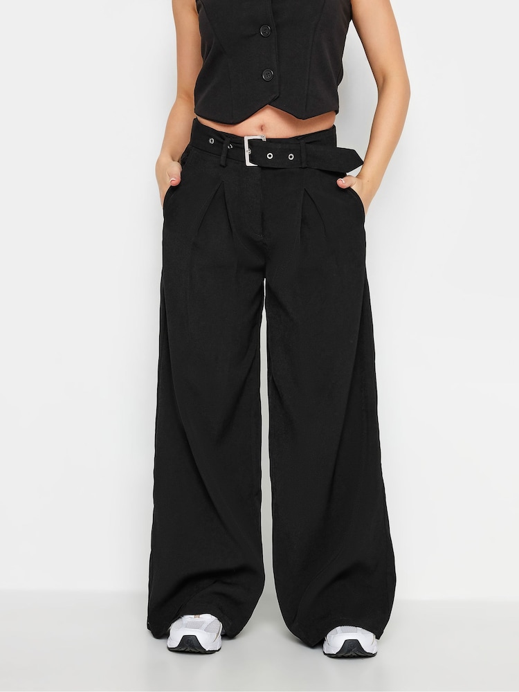 PixieGirl Petite Black Wide Leg Belted Trousers - Image 2 of 5