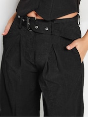 PixieGirl Petite Black Wide Leg Belted Trousers - Image 4 of 5