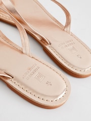 Rose Gold Standard/Wide Fit Forever Comfort® Bow Detail Leather Flip Flops - Image 7 of 10