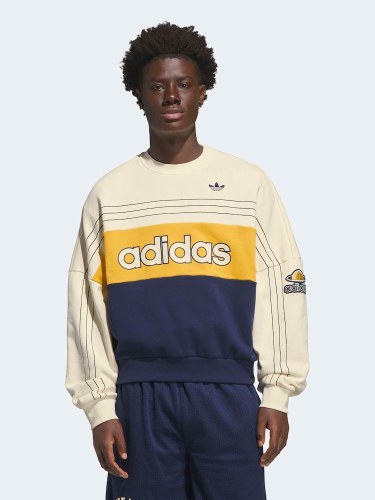 adidas Originals White Crew Neck Sweatshirt - Image 1 of 6 adidas Originals White Crew Neck Sweatshirt - Image 1 of 6