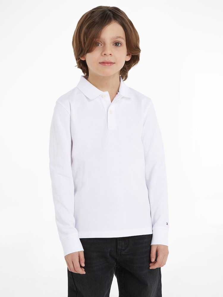 Tommy Hilfiger White Essential Long Sleeve Polo Shirt - Image 1 of 6