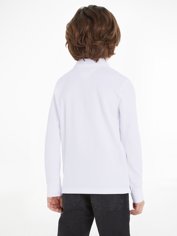Tommy Hilfiger White Essential Long Sleeve Polo Shirt - Image 2 of 6