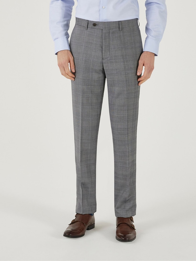 Skopes Grey Tailored Fit Buxton Check Suit: Trousers - Image 1 of 4