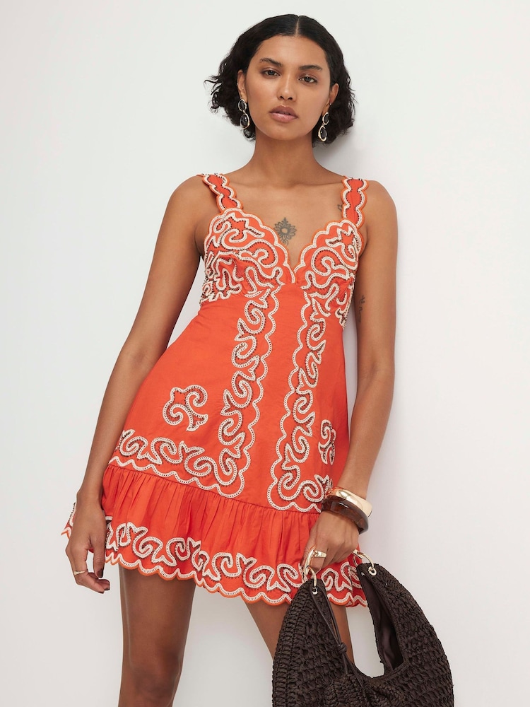 orange beaded mini dress Short Beaded Low-Back Semi-Formal Dress