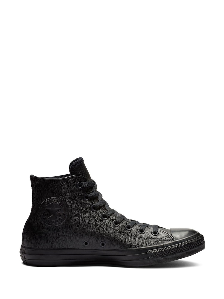 Converse Black Leather High Chuck Ox Trainers - Image 2 of 5