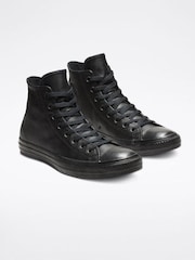 Converse Black Leather High Chuck Ox Trainers - Image 3 of 5