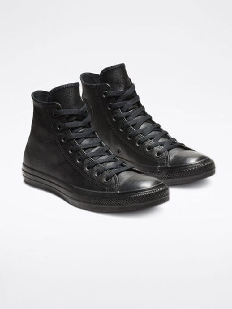 Converse Black Leather High Chuck Ox Trainers - Image 3 of 5