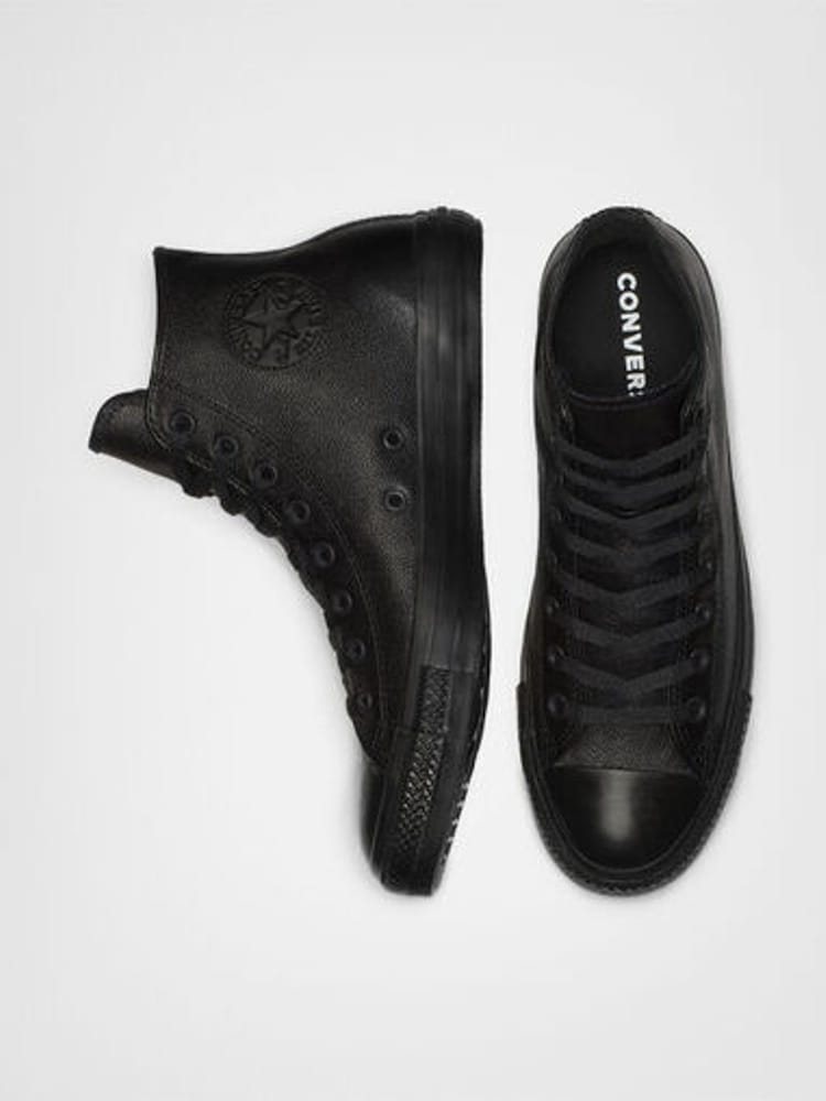Converse Black Leather High Chuck Ox Trainers - Image 5 of 5