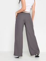 PixieGirl Petite Grey Contrast Waist Wide Leg Trousers - Image 3 of 5