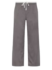 PixieGirl Petite Grey Contrast Waist Wide Leg Trousers - Image 5 of 5