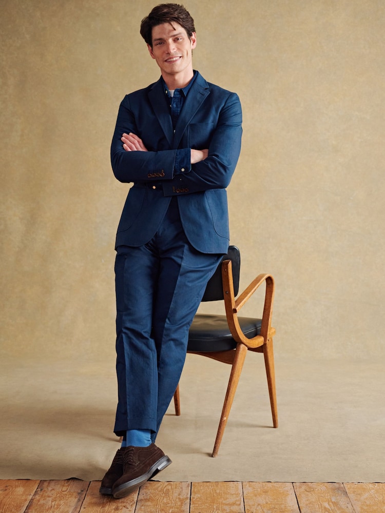 Barbour® Navy Blue Slim Fit Cotton Linen Suit: Jacket - Image 1 of 18 Barbour® Navy Blue Slim Fit Cotton Linen Suit: Jacket - Image 1 of 18