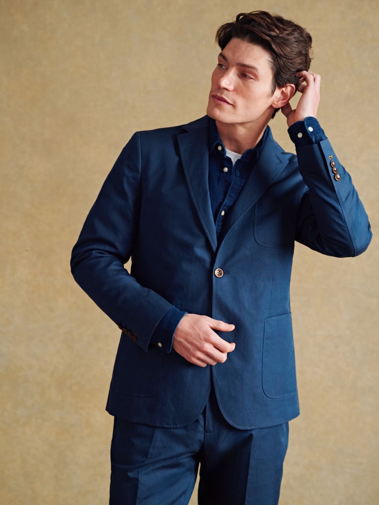 Barbour® Navy Blue Slim Fit Cotton Linen Suit: Jacket - Image 2 of 18 Barbour® Navy Blue Slim Fit Cotton Linen Suit: Jacket - Image 2 of 18