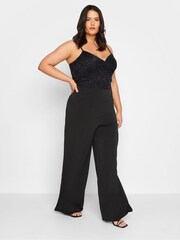 Long Tall Sally Black Lace Cami Stretch Jumpsuit - Image 3 of 4