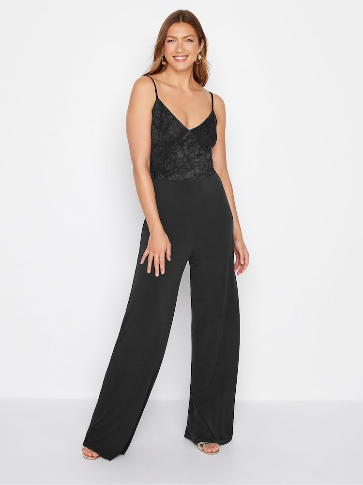 Long Tall Sally Black Lace Cami Stretch Jumpsuit - Image 4 of 4