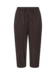 Yours Curve Brown Crinkle Barrel Leg Trousers - Image 5 of 6